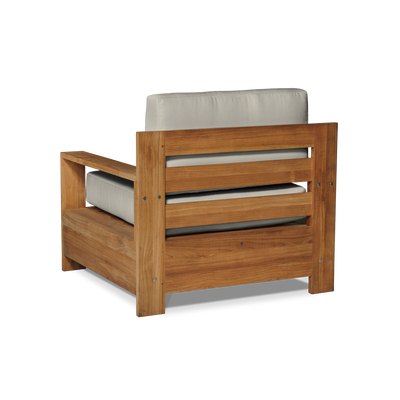 Qube Teak Outdoor Club Chair with Sunbrella® Canvas Cushion