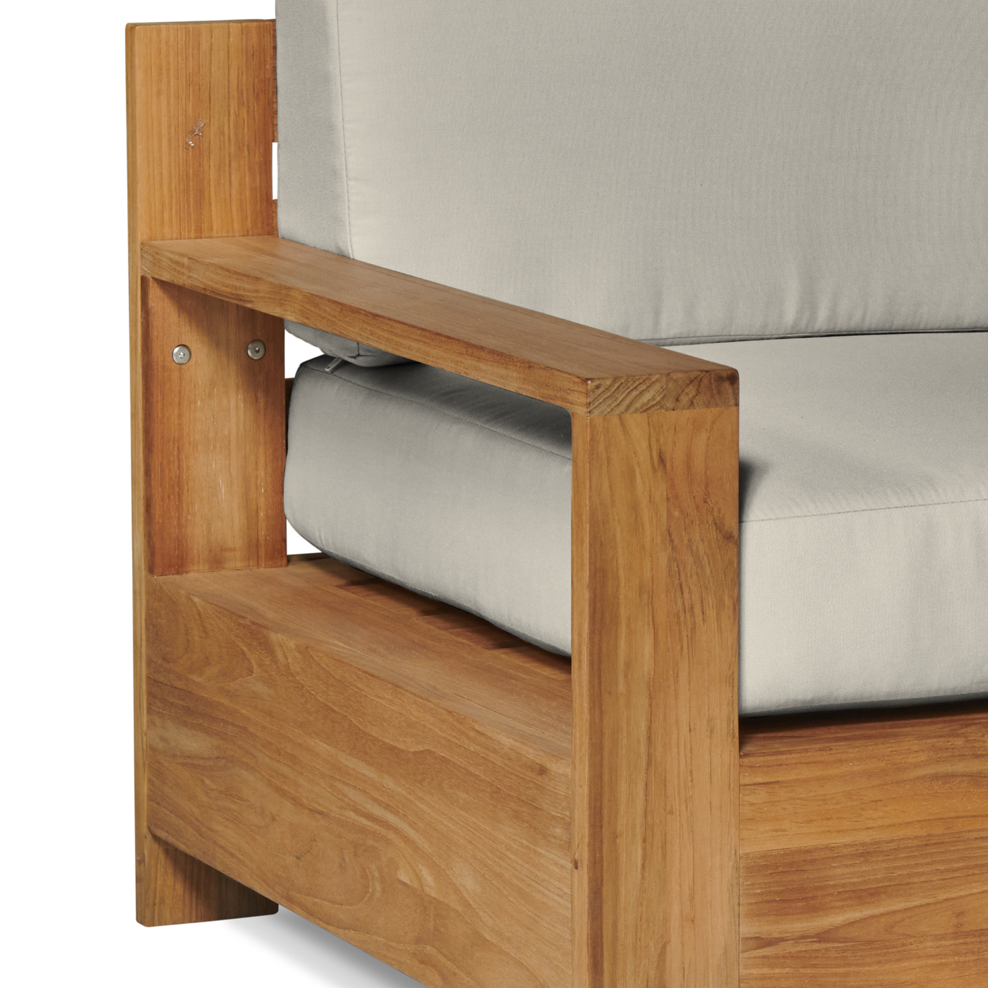 Qube Teak Outdoor Club Chair with Sunbrella® Canvas Cushion
