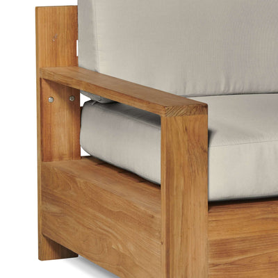 Qube Teak Outdoor Club Chair with Sunbrella® Canvas Cushion