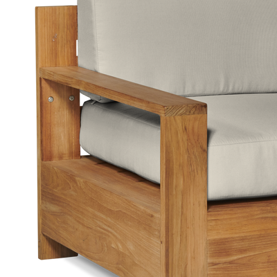 Qube Teak Outdoor Club Chair with Sunbrella® Canvas Cushion