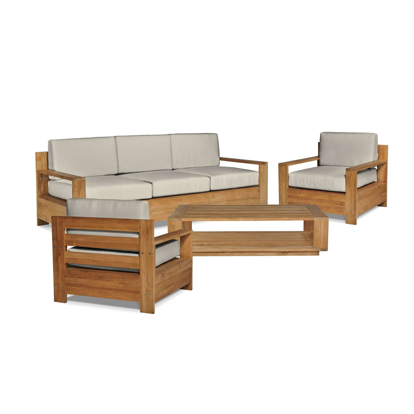 Qube Teak Outdoor Club Chair with Sunbrella® Canvas Cushion