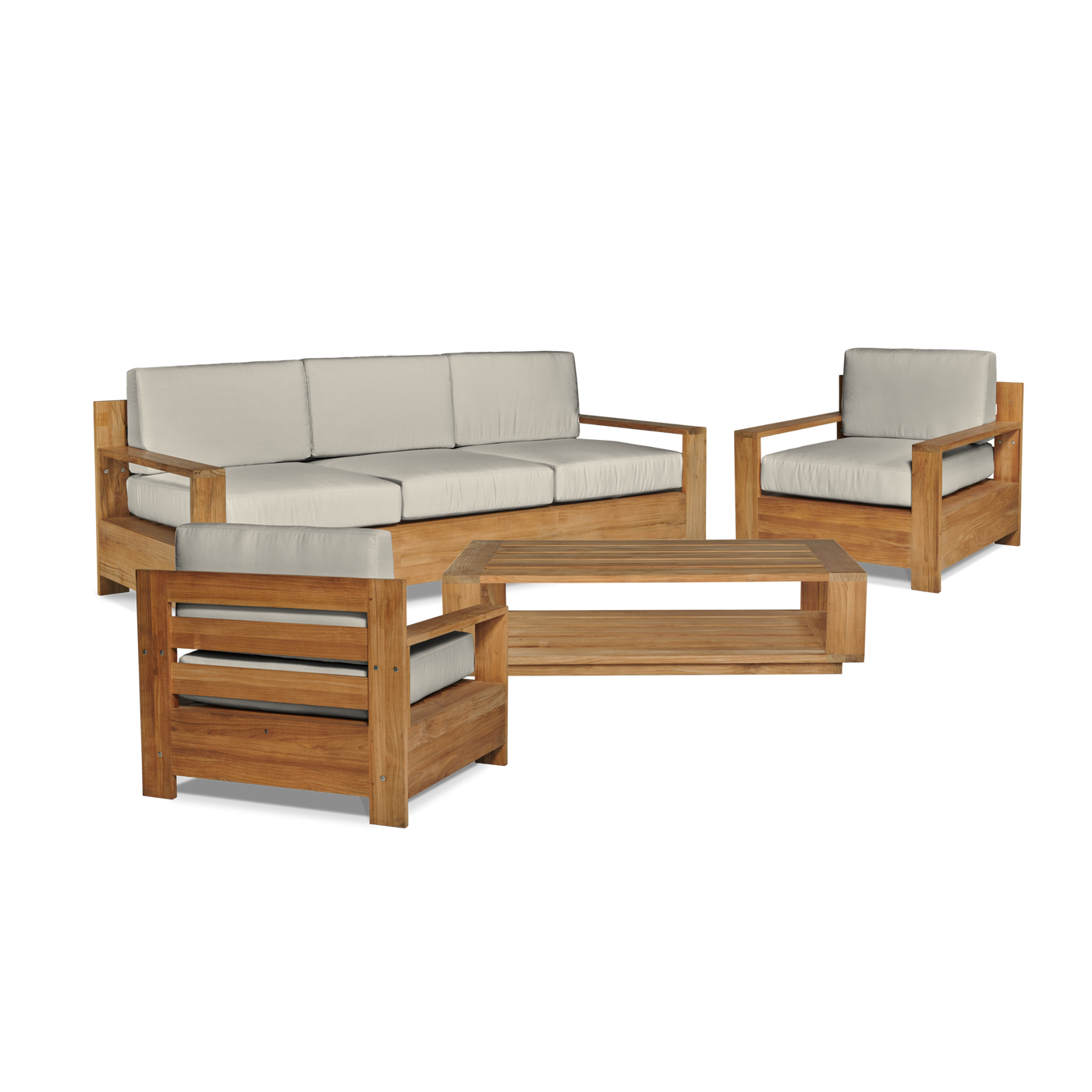 Qube Teak Outdoor Club Chair with Sunbrella® Canvas Cushion