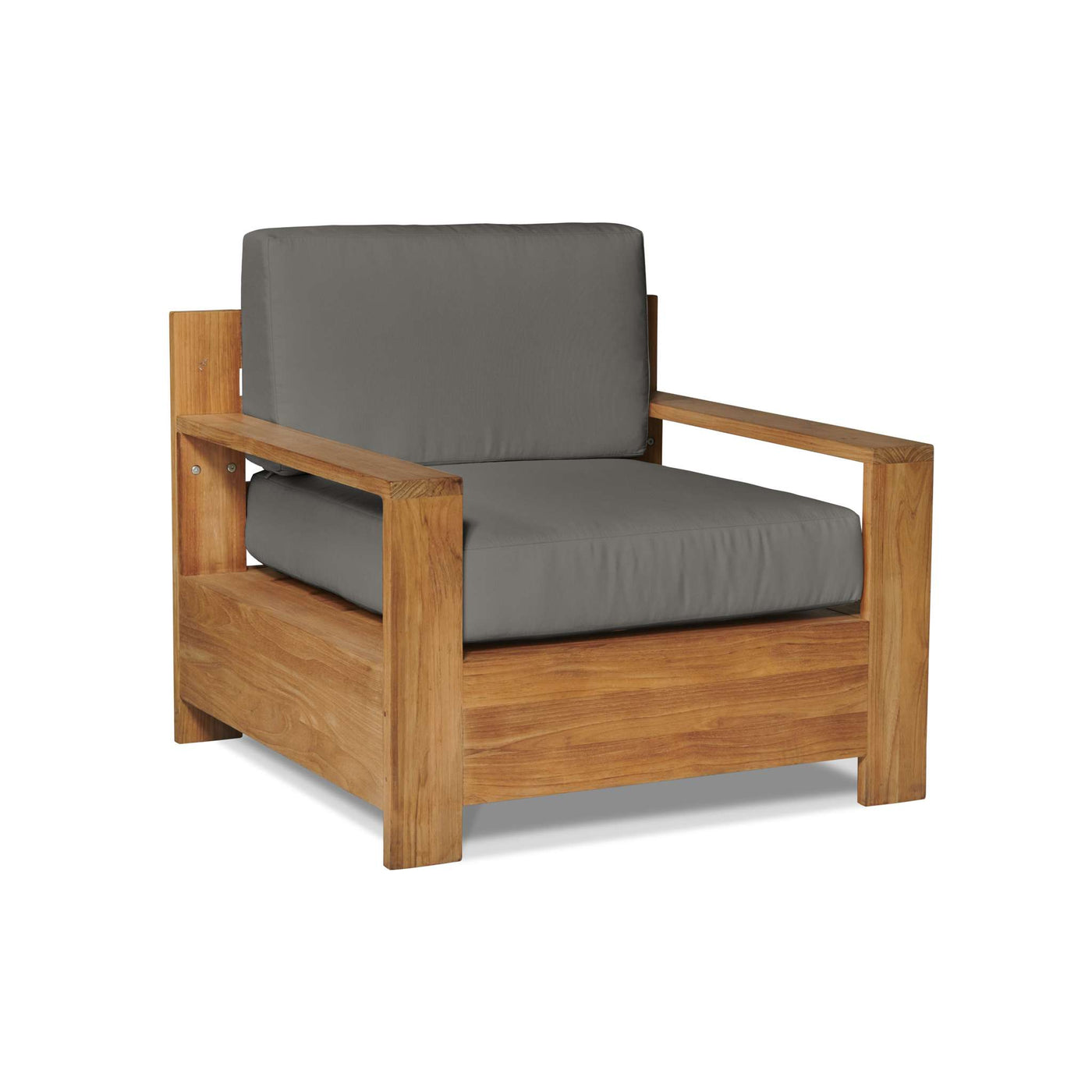 Qube Teak Outdoor Club Chair with Sunbrella® Canvas Cushion