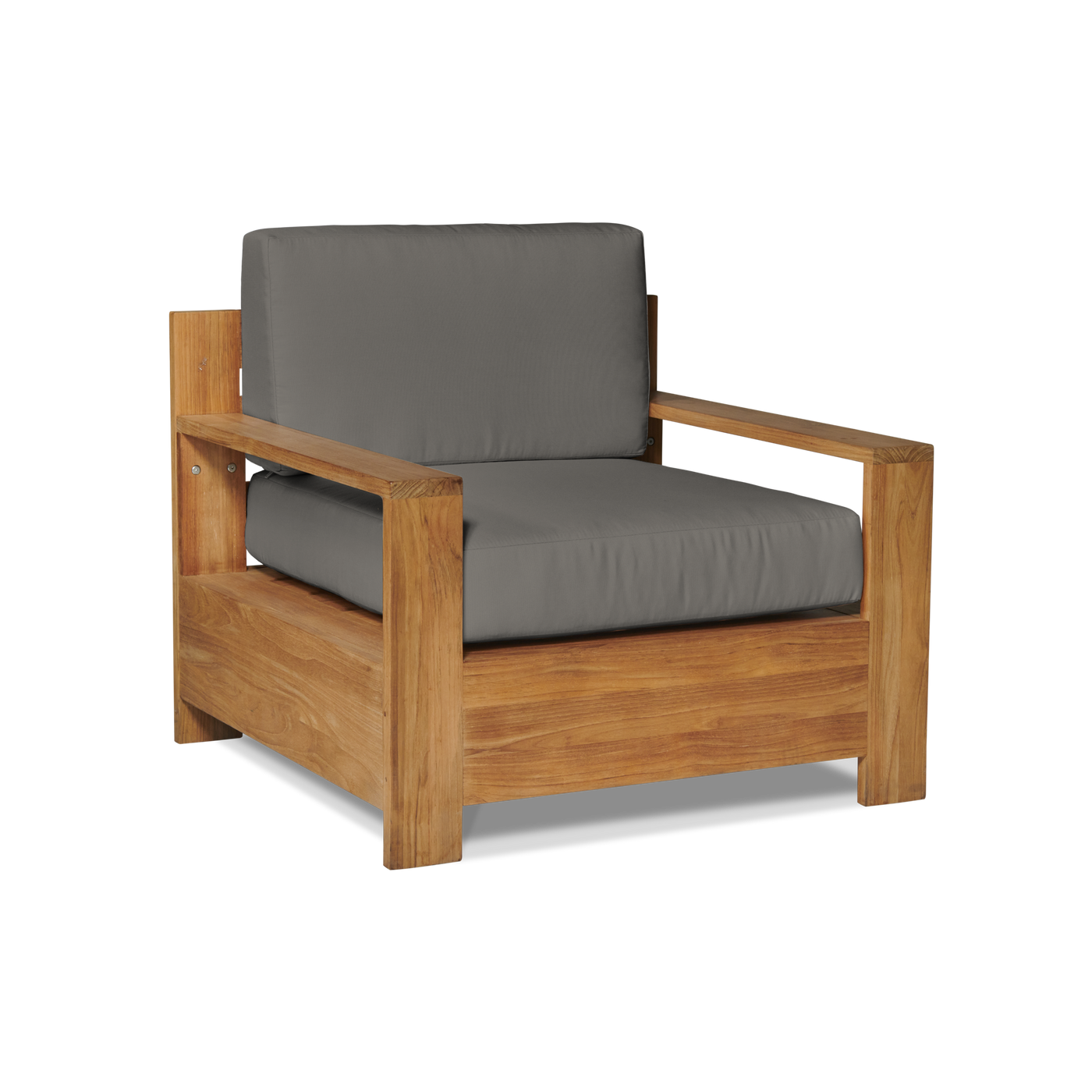Qube Teak Outdoor Club Chair with Sunbrella® Canvas Cushion