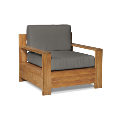 Qube Teak Outdoor Club Chair with Sunbrella® Canvas Cushion