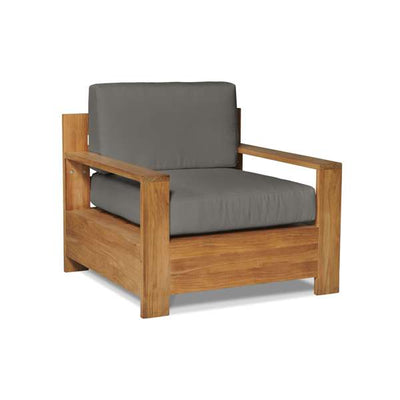 Qube Teak Outdoor Club Chair with Sunbrella® Canvas Cushion