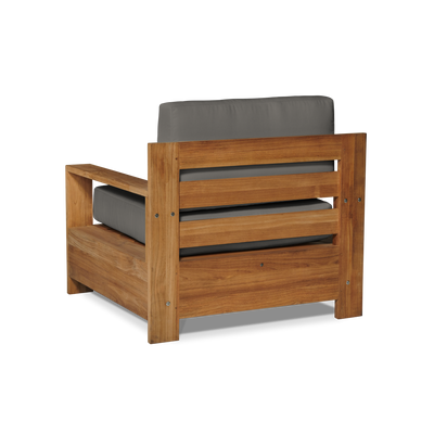 Qube Teak Outdoor Club Chair with Sunbrella® Canvas Cushion