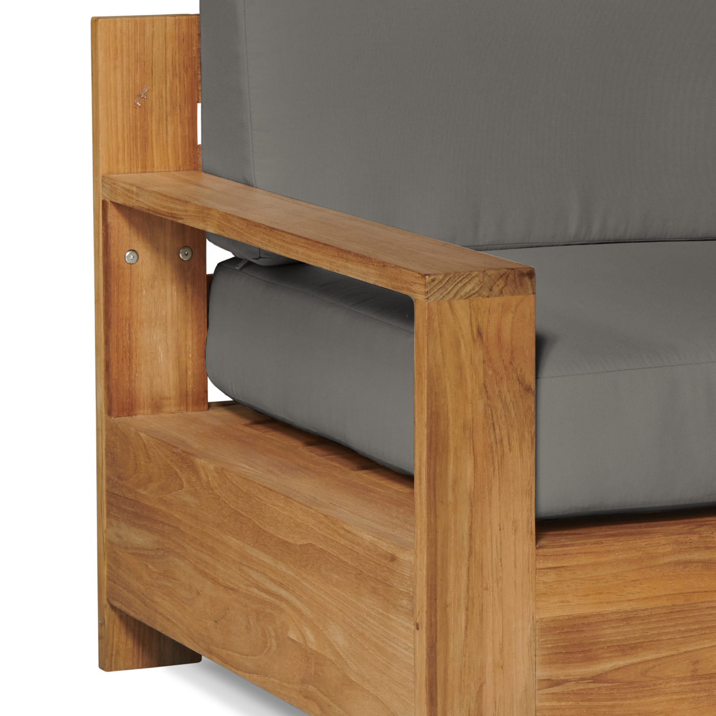 Qube Teak Outdoor Club Chair with Sunbrella® Canvas Cushion
