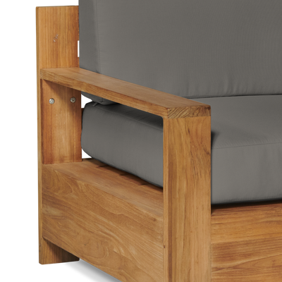 Qube Teak Outdoor Club Chair with Sunbrella® Canvas Cushion