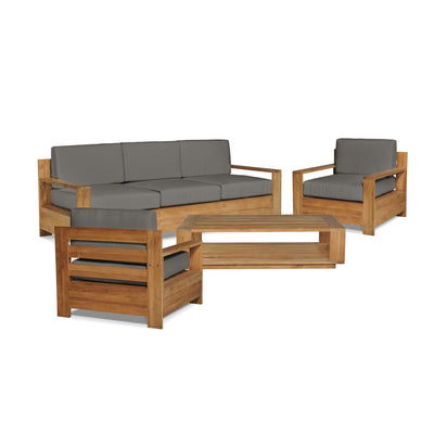 Qube Teak Outdoor Club Chair with Sunbrella® Canvas Cushion
