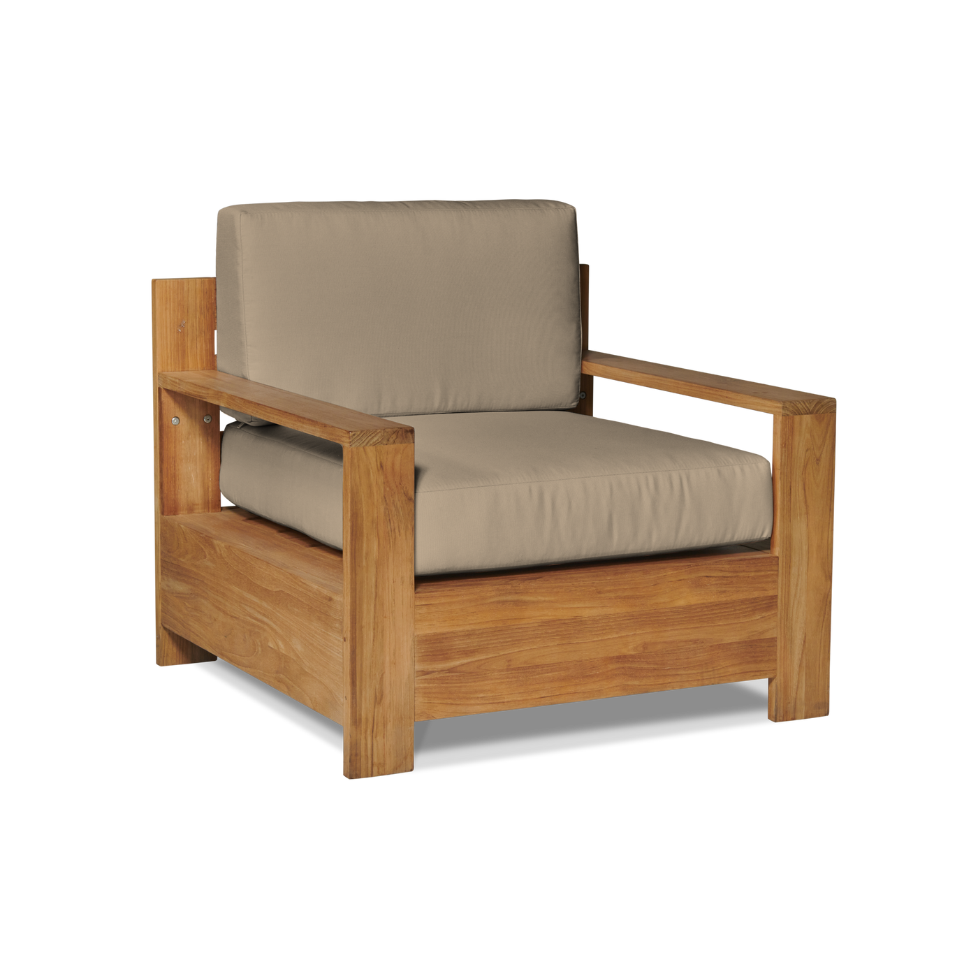 Qube Teak Outdoor Club Chair with Sunbrella® Canvas Cushion