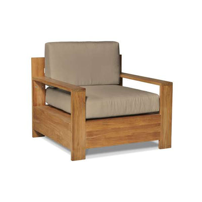 Qube Teak Outdoor Club Chair with Sunbrella® Canvas Cushion