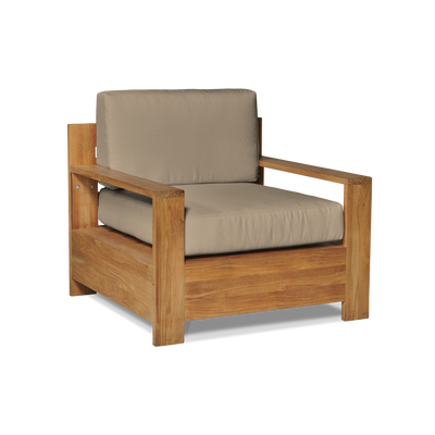 Qube Teak Outdoor Club Chair with Sunbrella® Canvas Cushion