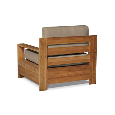 Qube Teak Outdoor Club Chair with Sunbrella® Canvas Cushion