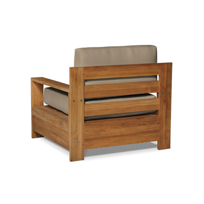 Qube Teak Outdoor Club Chair with Sunbrella® Canvas Cushion