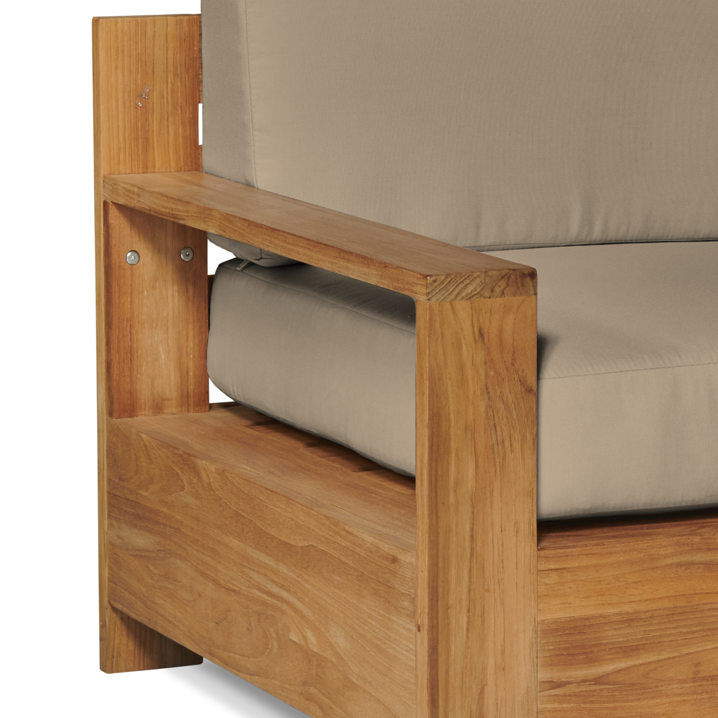 Qube Teak Outdoor Club Chair with Sunbrella® Canvas Cushion