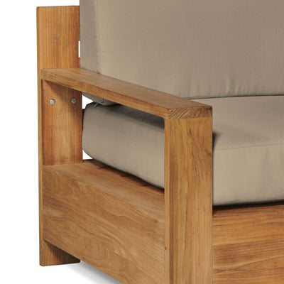 Qube Teak Outdoor Club Chair with Sunbrella® Canvas Cushion