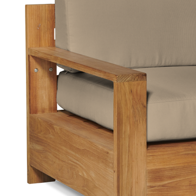 Qube Teak Outdoor Club Chair with Sunbrella® Canvas Cushion