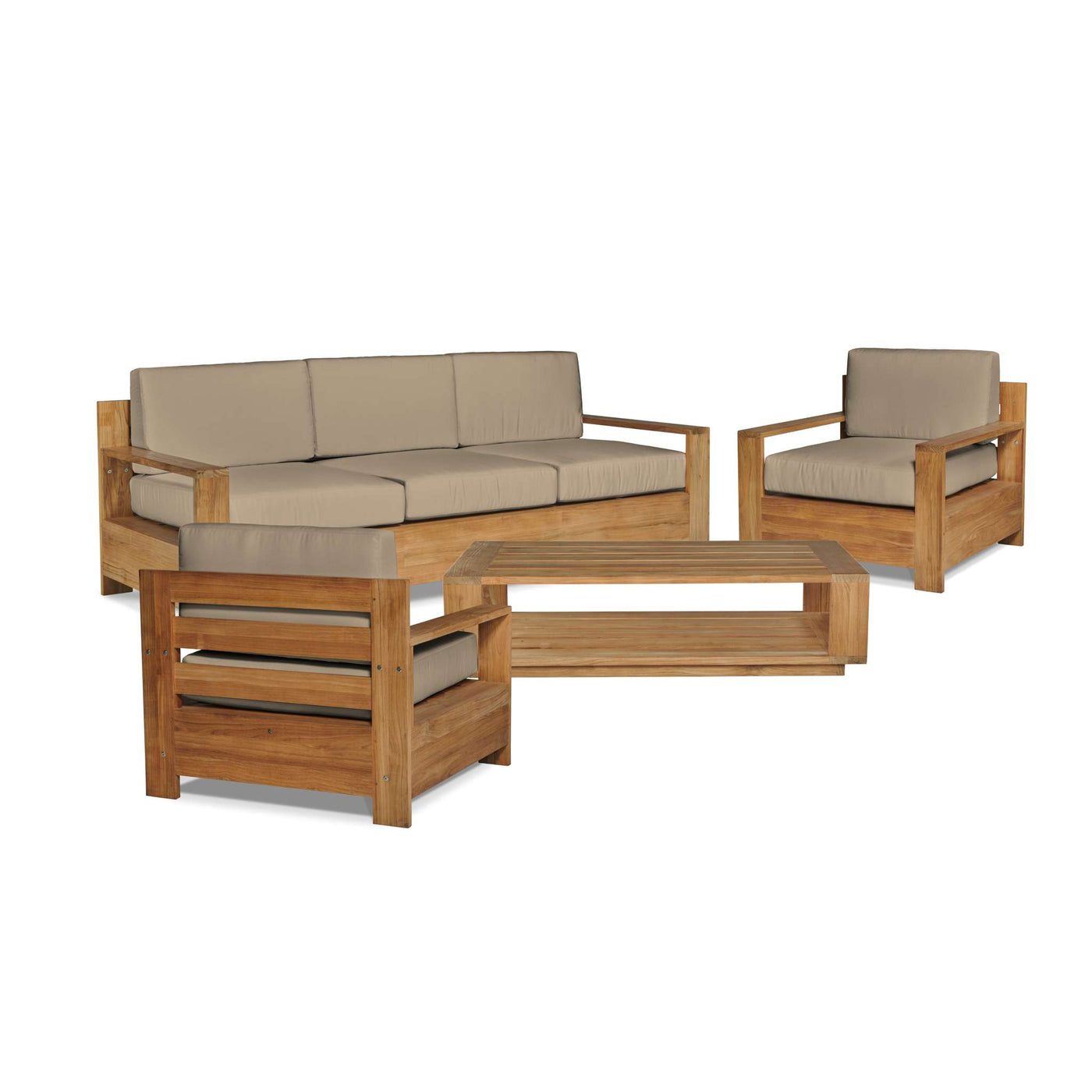 Qube Teak Outdoor Club Chair with Sunbrella® Canvas Cushion