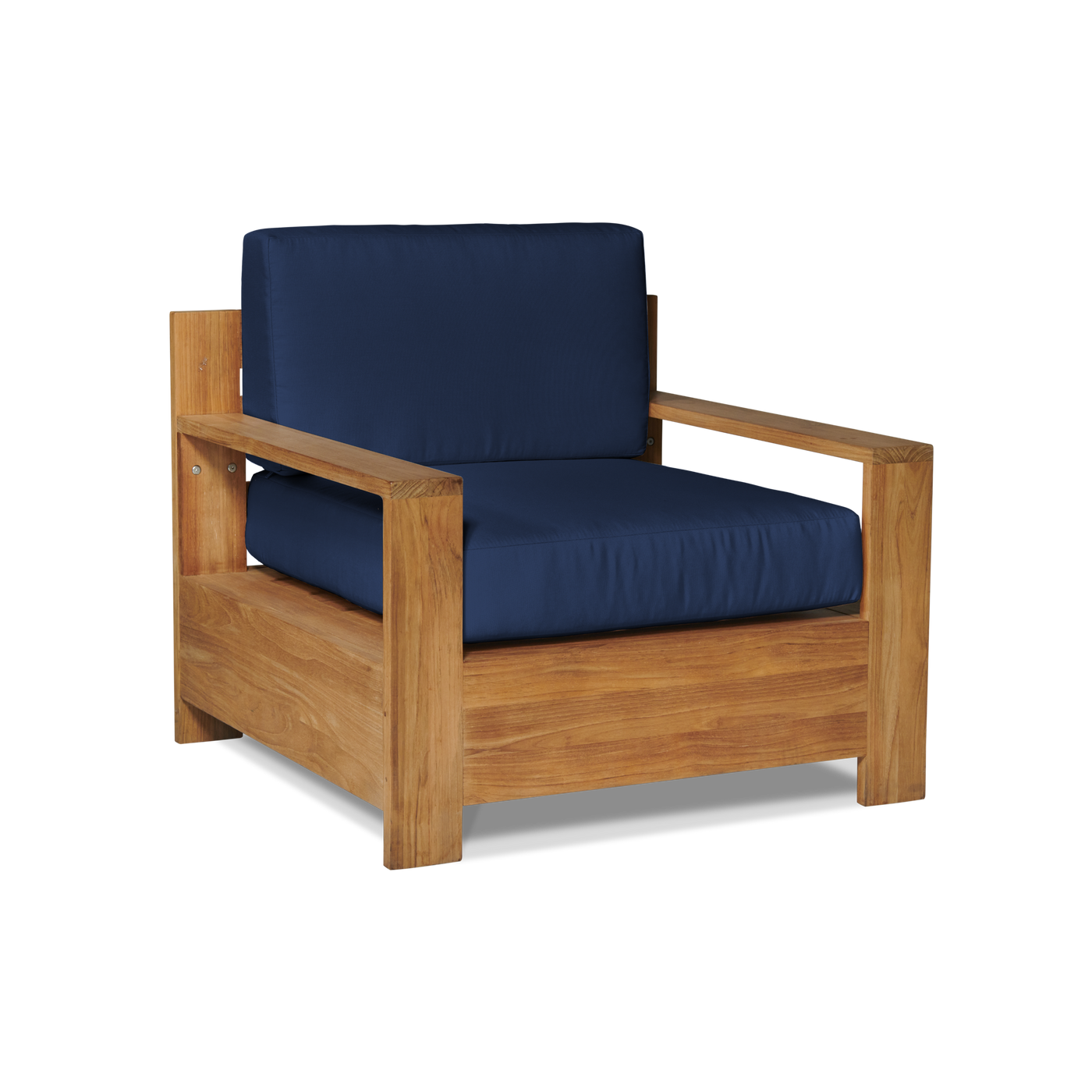 Qube Teak Outdoor Club Chair with Sunbrella® Canvas Cushion