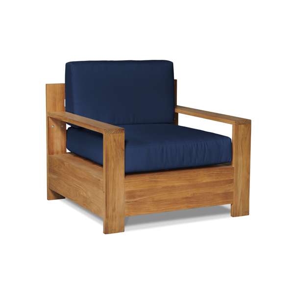 Qube Teak Outdoor Club Chair with Sunbrella® Canvas Cushion