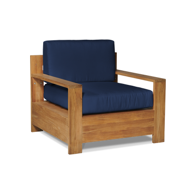 Qube Teak Outdoor Club Chair with Sunbrella® Canvas Cushion