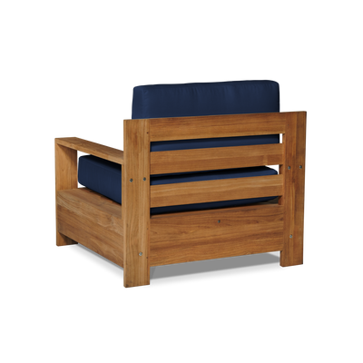 Qube Teak Outdoor Club Chair with Sunbrella® Canvas Cushion