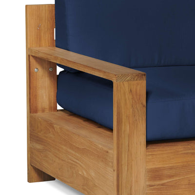 Qube Teak Outdoor Club Chair with Sunbrella® Canvas Cushion