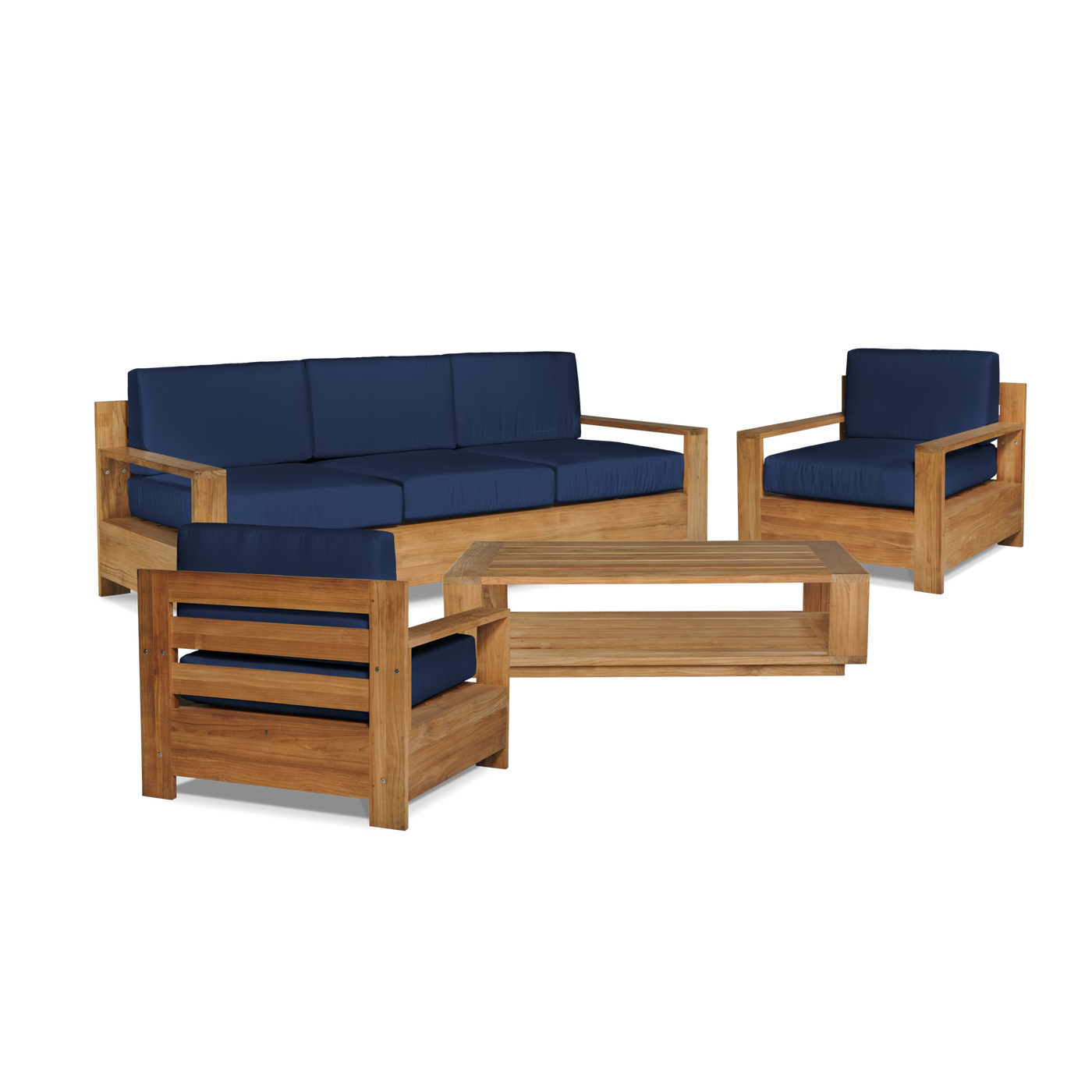 Qube Teak Outdoor Club Chair with Sunbrella® Canvas Cushion