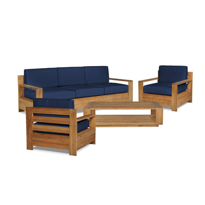 Qube Teak Outdoor Club Chair with Sunbrella® Canvas Cushion