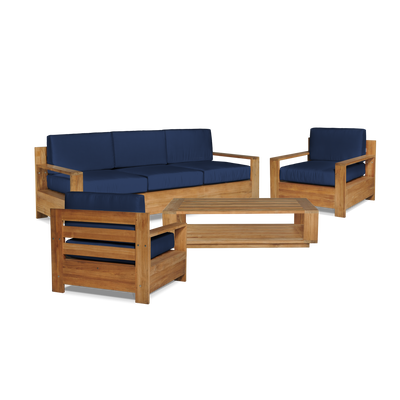 Qube Teak Outdoor Club Chair with Sunbrella® Canvas Cushion