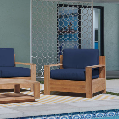 Qube Teak Outdoor Club Chair with Sunbrella® Canvas Cushion