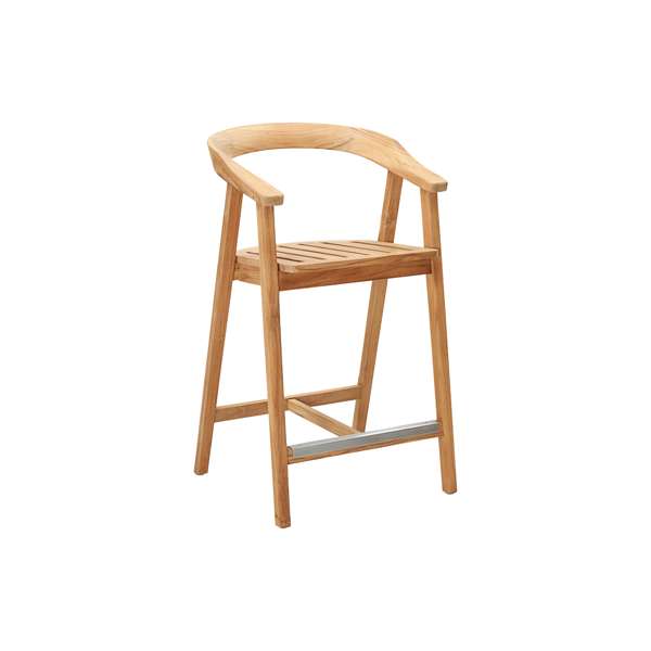 La Costa Teak Outdoor Barrel Back Counter Height Armchair
