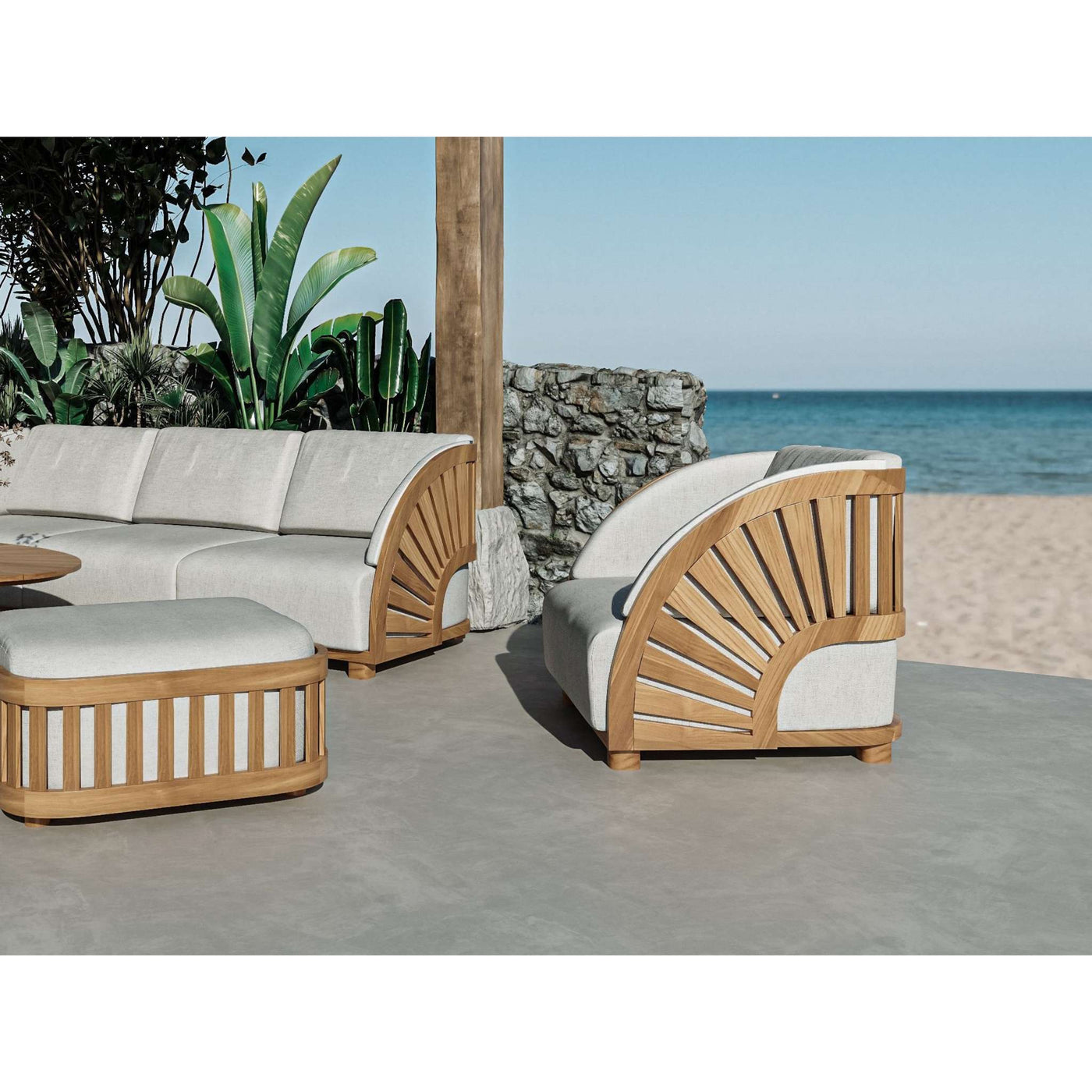 Sunburst Teak Outdoor Club Chair with Sunbrella® Cushion
