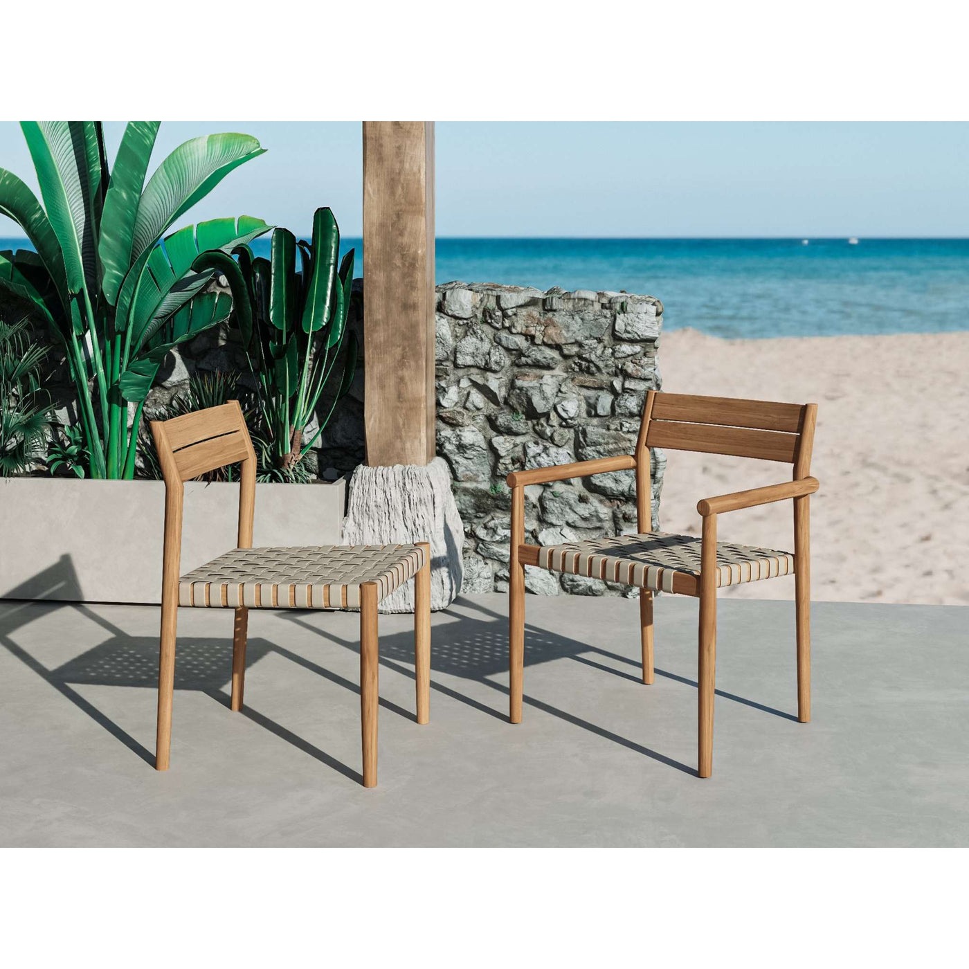Siena Teak Outdoor Woven Stacking Armchair (Set of 4)