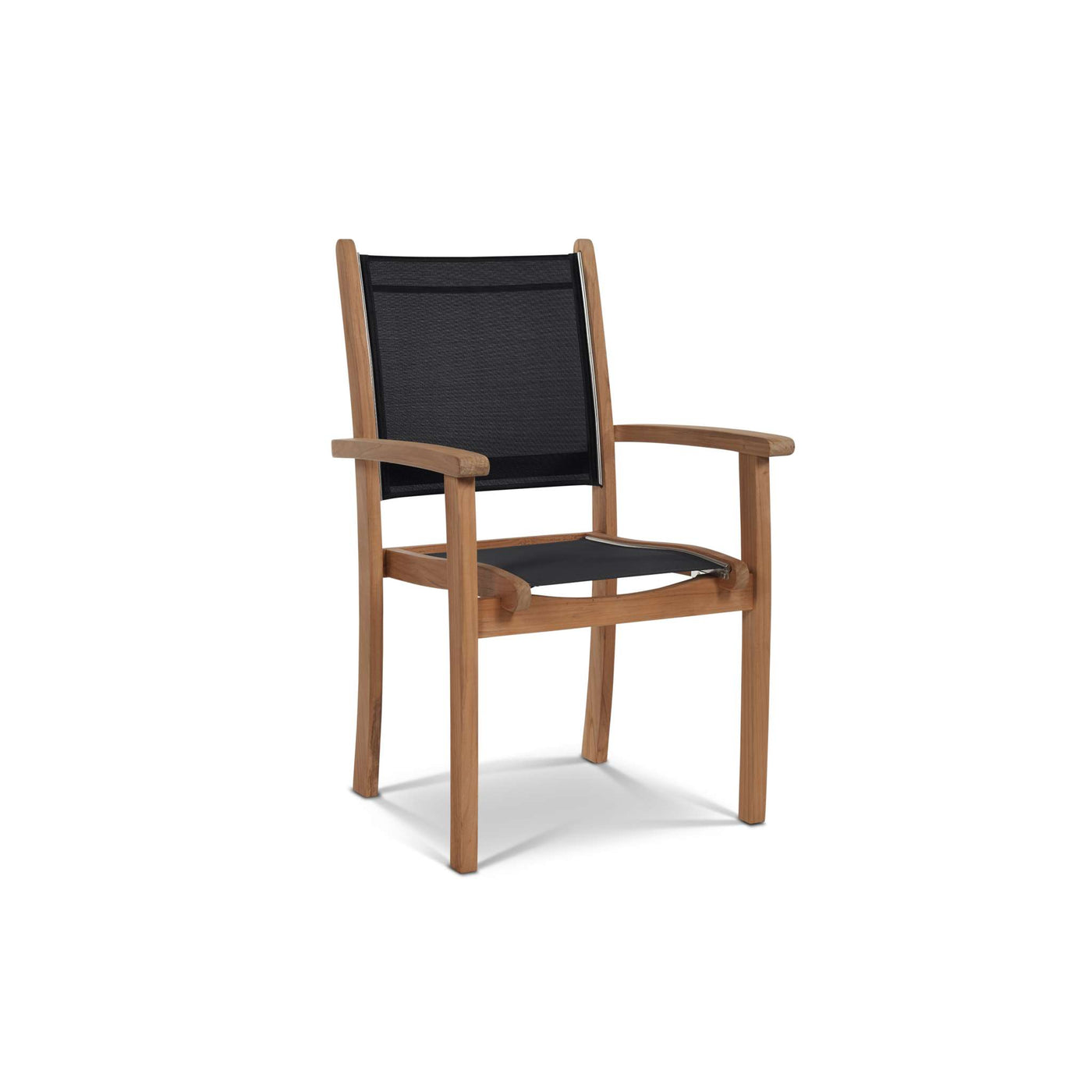 Pearl Teak Outdoor Dining Stacking Armchair in Black (Set of 4)