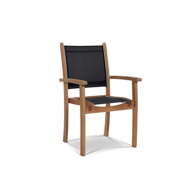 Pearl Teak Outdoor Dining Stacking Armchair in Black (Set of 4)