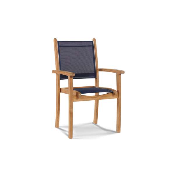 Pearl Teak Outdoor Dining Stacking Armchair in Black (Set of 4)
