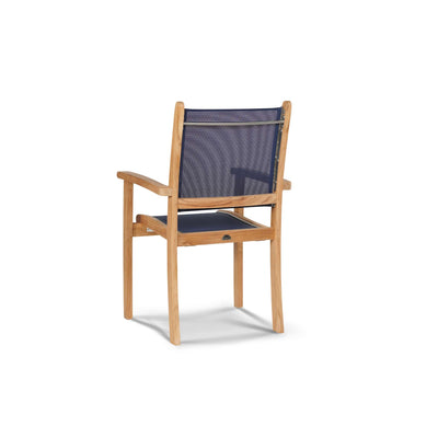 Pearl Teak Outdoor Dining Stacking Armchair in Black (Set of 4)