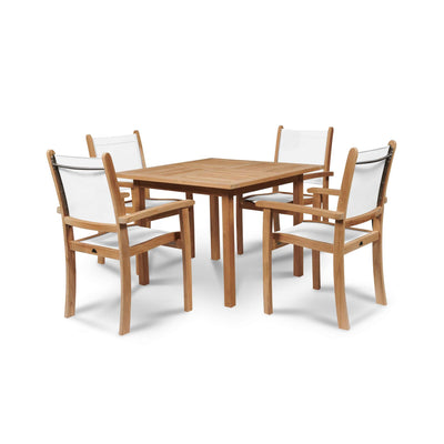 Pearl Teak Outdoor Dining Stacking Armchair in Black (Set of 4)