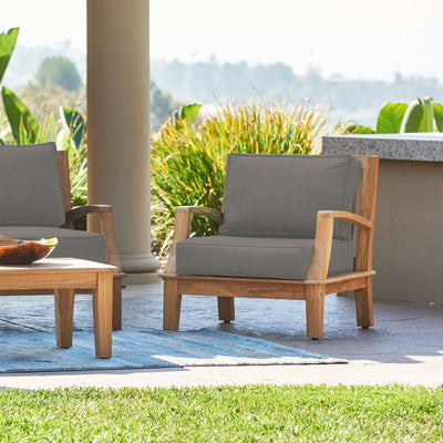 Grande Teak Outdoor Club Chair with Sunbrella® Canvas Cushion