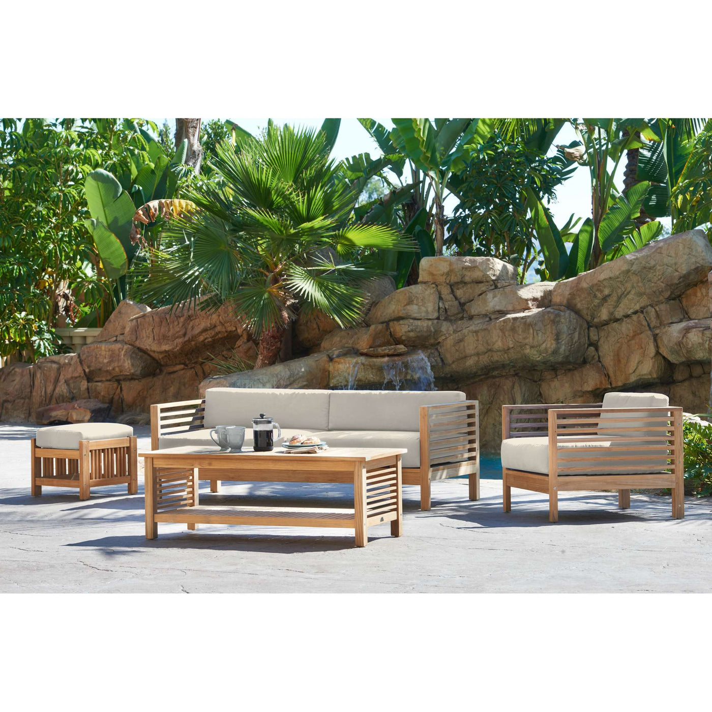 Summer Teak Outdoor Sofa with Sunbrella® Canvas Cushion