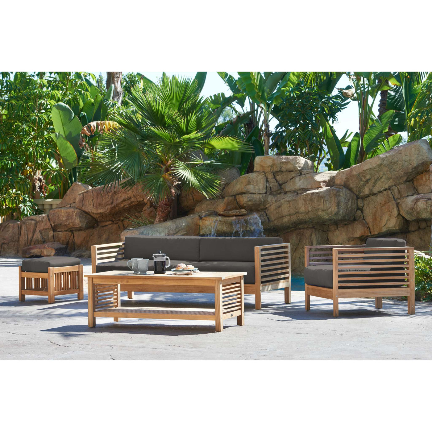 Summer Teak Outdoor Sofa with Sunbrella® Canvas Cushion