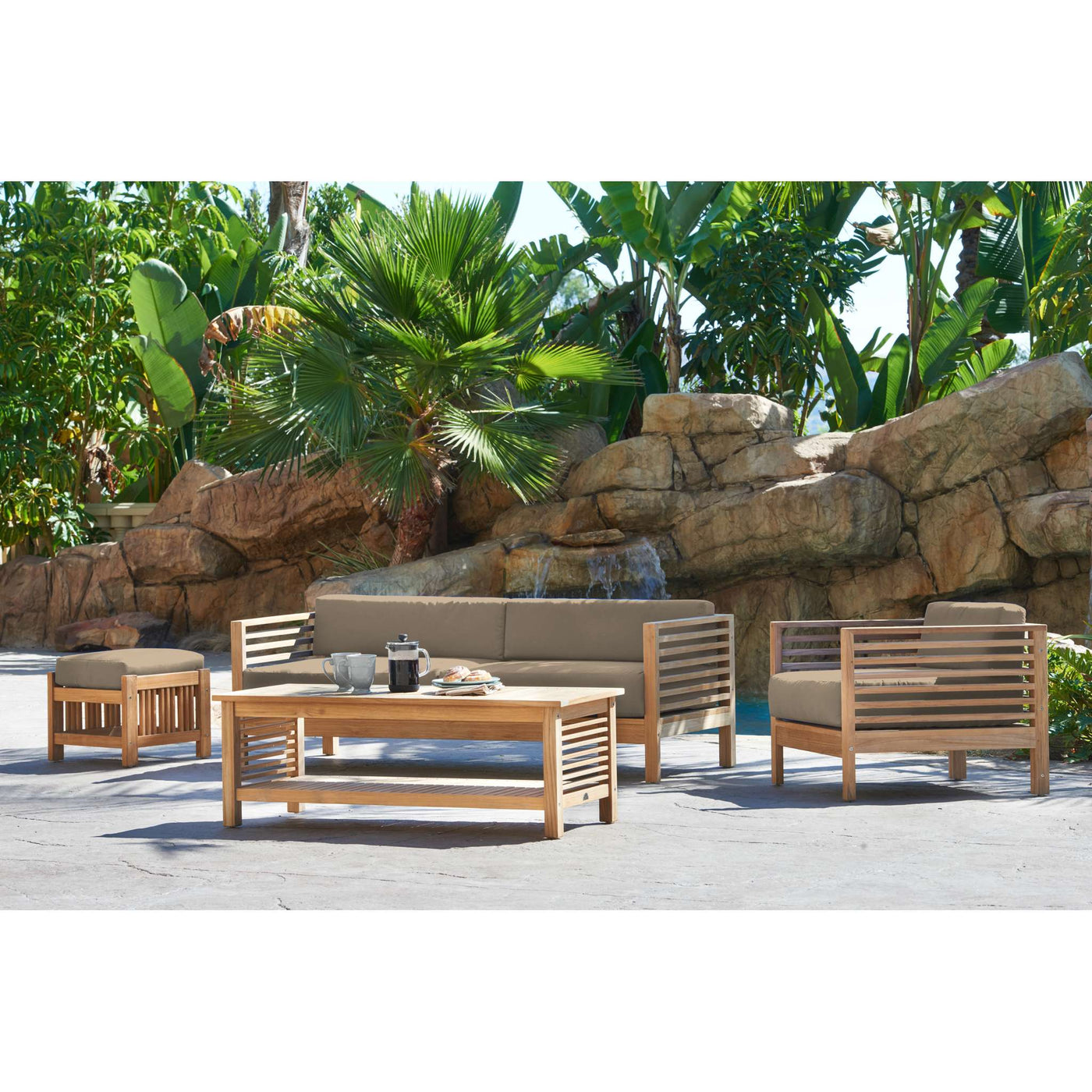 Summer Teak Outdoor Sofa with Sunbrella® Canvas Cushion