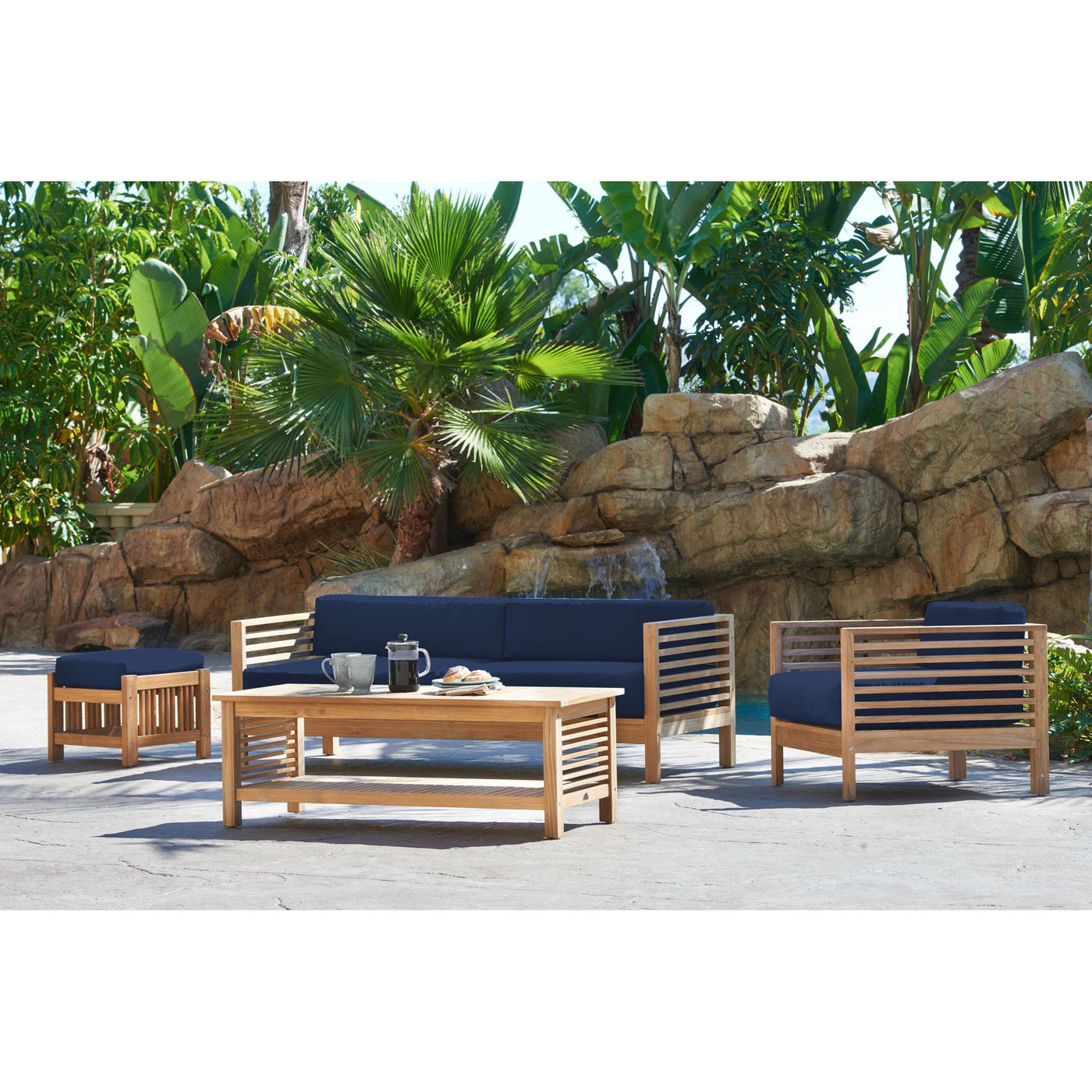 Summer Teak Outdoor Sofa with Sunbrella® Canvas Cushion