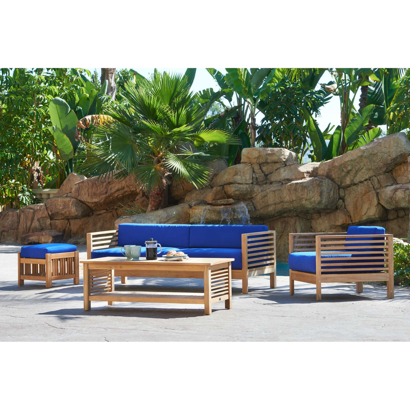 Summer Teak Outdoor Sofa with Sunbrella® Canvas Cushion