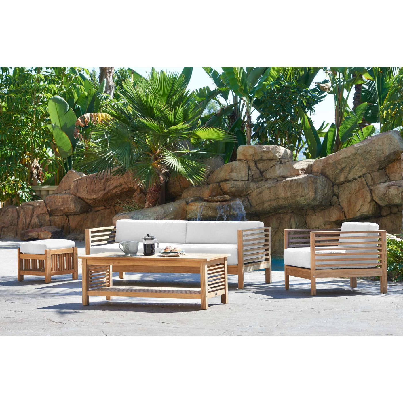 Summer Teak Outdoor Sofa with Sunbrella® Canvas Cushion