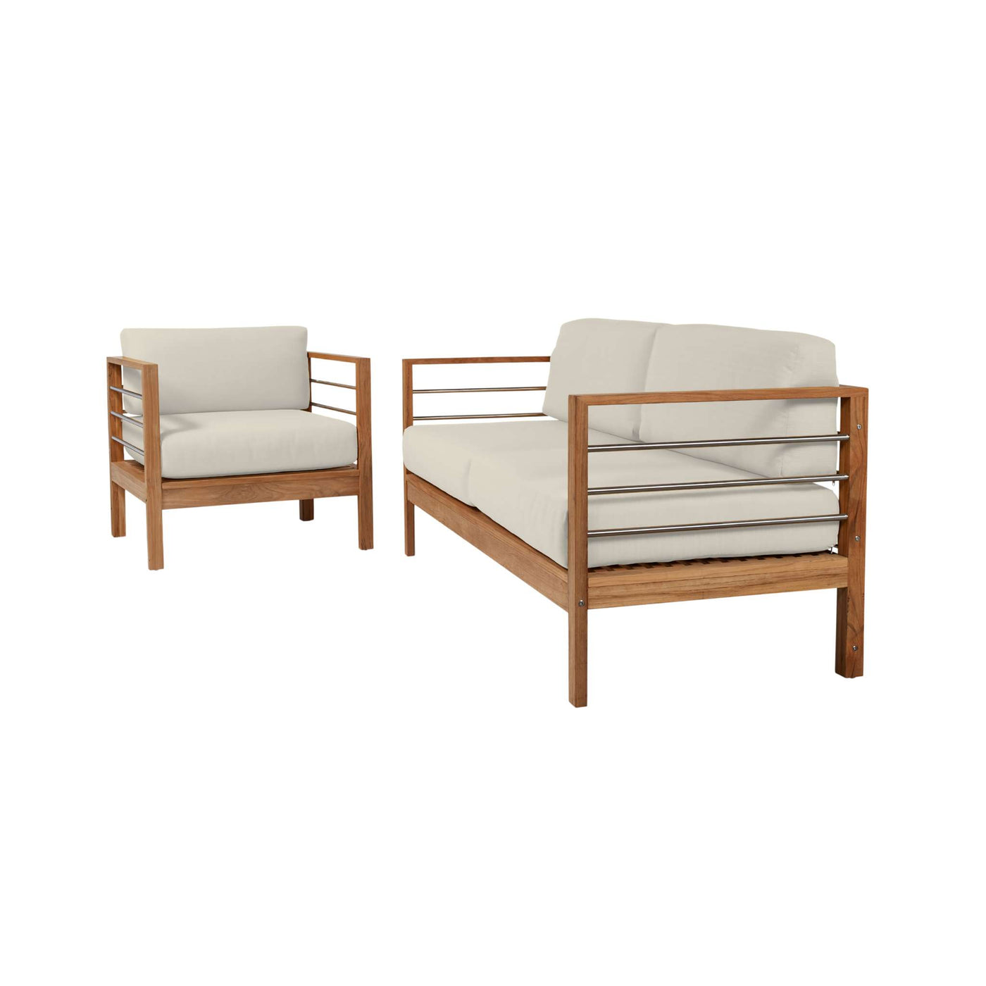 SoHo Teak Outdoor Sofa with Sunbrella® Canvas Cushion