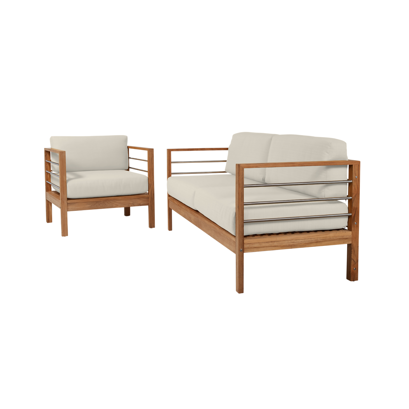 SoHo Teak Outdoor Sofa with Sunbrella® Canvas Cushion