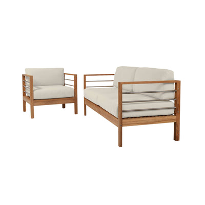 SoHo Teak Outdoor Sofa with Sunbrella® Canvas Cushion